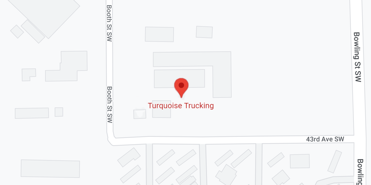 Map with Turquoise Trucking location pinned.